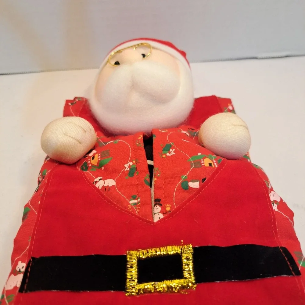 Tissue Box Cover Rectangular Vintage Avon Santa Claus Christmas Plush Holder 15